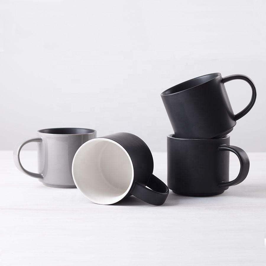 Custom Wholesale Billig Easy Clean Ceramics Wide Mund Kaffee/Saft/Teebecher mit Griff von bis zu 250 ml Weiß