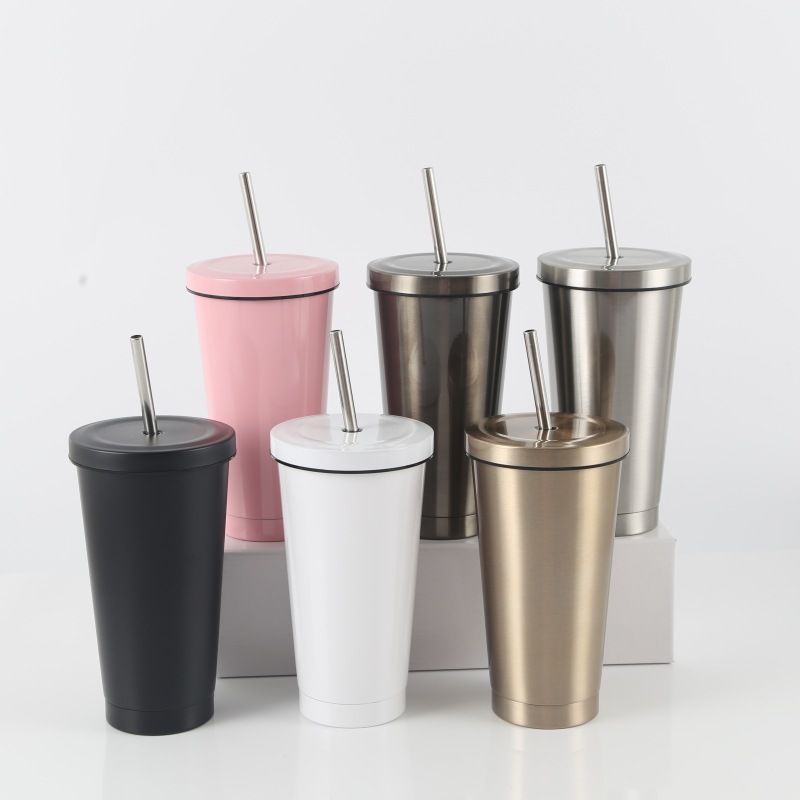 Stainless Steel (18/8Pro) stainless steel travel mug with straw Wide 500ml ~ 1000ml Steel