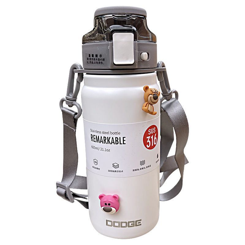 Stainless Steel (18/8Pro) 316 steel autospout straw cup sports kettle portable rope strap cup Wide 250ml ~500ml Olive