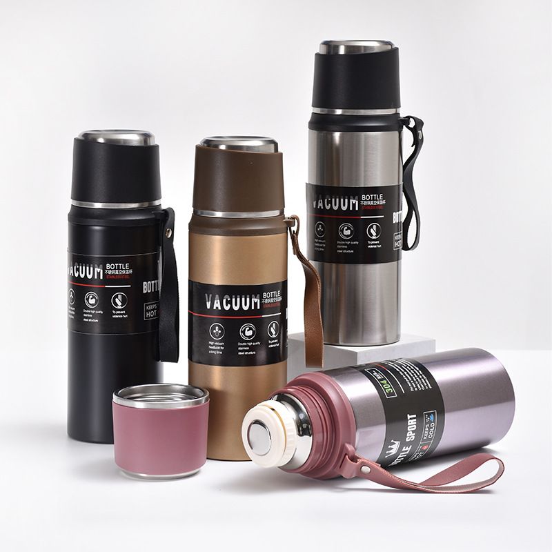 Edelstahl (18/8pro) Kaffeefahrt Becher Vakuum Isoliert Wärmewasserflasche breit 250 ml ~ 500 ml Weiß
