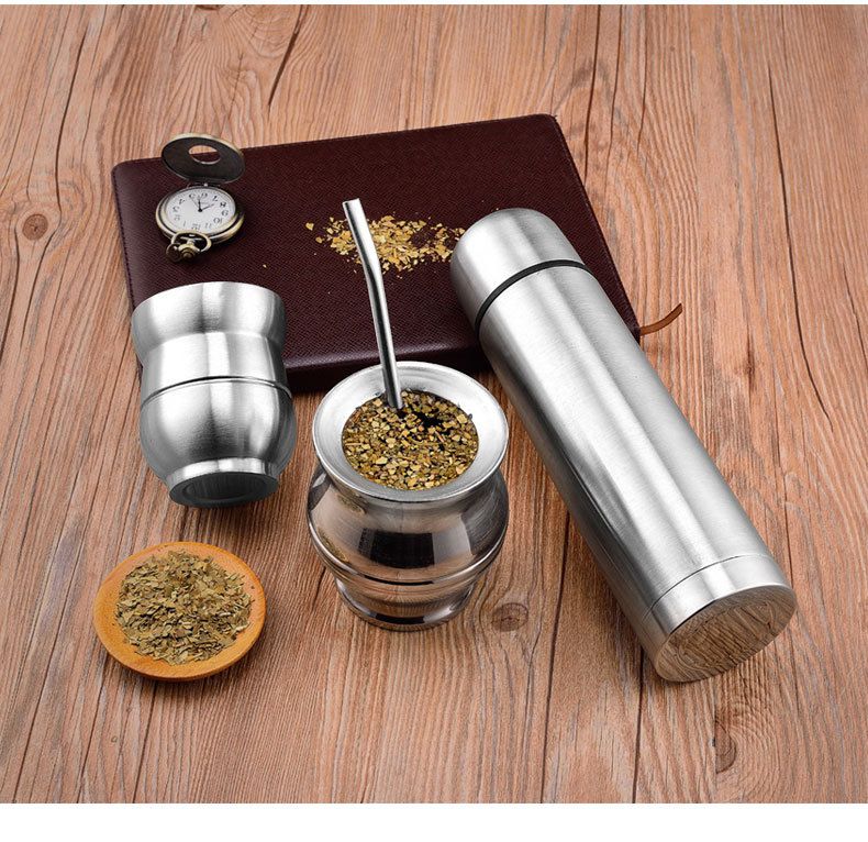 Edelstahl (18/8Pro) Yerba Mate Beim Wasserflaschenflasche mittel 500 ml ~ 1000 ml Regen