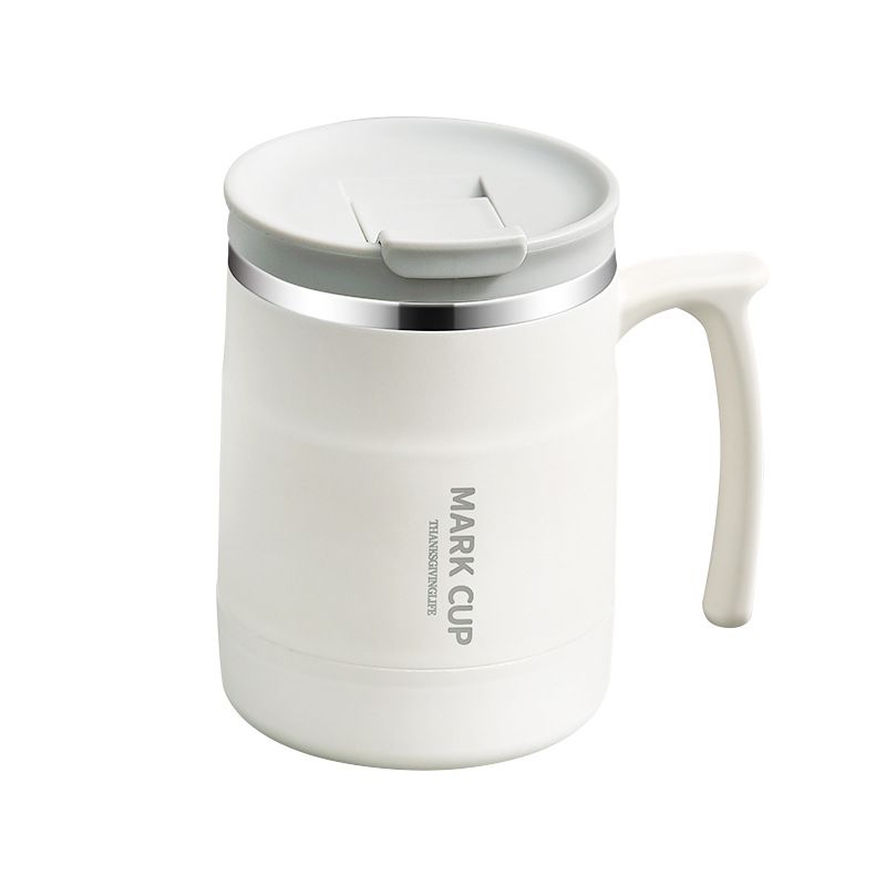 Edelstahl (18/8pro) neueste Büro -Kaffeetasse mit Stroh und faltbarem Löffel breit 500 ml ~ 1000 ml Regen