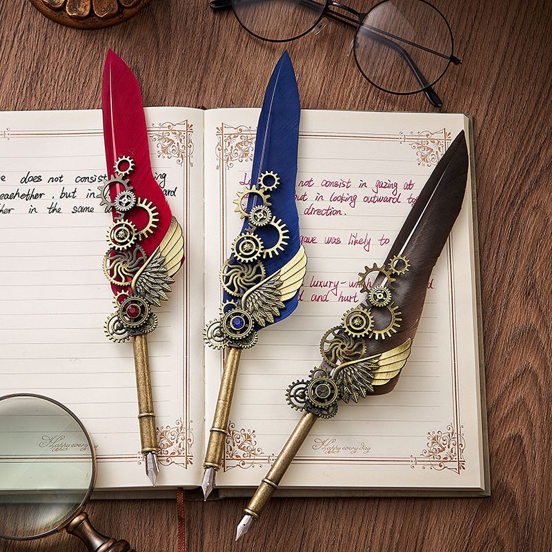 Metal Wholesale Custom Retro Feather Festival Corperate Gift Pen Carnation