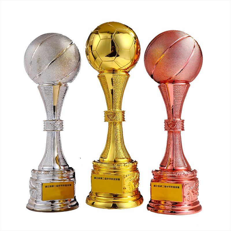 Competition tournament football basketball volleyball badminton trophy White