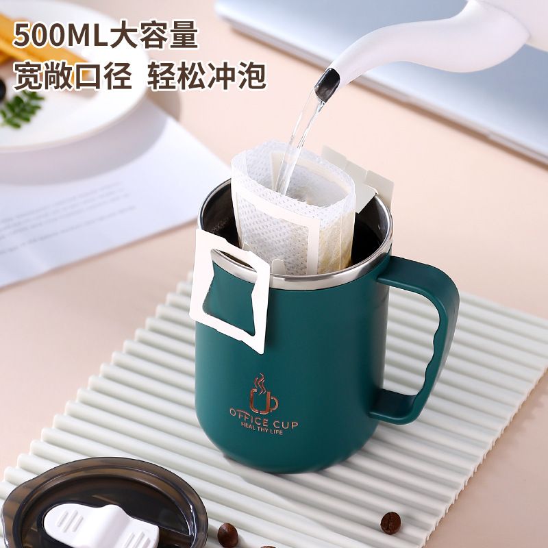 Edelstahl (18/8pro) Doppelwand -Impfstoff Isoliertes Anti -Skalding -Kaffeetasse Breite 250 ml ~ 500 ml Schwarz