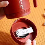 Edelstahl (18/8pro) neueste Büro -Kaffeetasse mit Stroh und faltbarem Löffel breit 500 ml ~ 1000 ml Regen