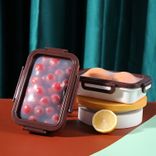 Plastic&Silicone Fresh-keeping Box Refrigerator Food Storage Container 500ml ~ 1000ml Black