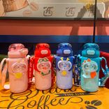 Stainless Steel (18/8Pro) Dual use Cartoon Student kids water bottle Wide 250ml ~500ml Olive