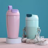 Edelstahl (18/8Pro) Thermoserias -Reisebecher mit abnehmbarem Tee -Infusersieb breit 500 ml ~ 1000 ml Olive
