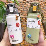 Stainless Steel (18/8Pro) 316 steel autospout straw cup sports kettle portable rope strap cup Wide 250ml ~500ml Olive