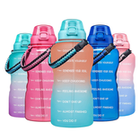 Bulk Top -Versorgung Anpassbarer Zeitmarker mit großer Kapazitätszeit BPA freie Plastik -Sportwasserflasche mit breitem Mundauslaufabdeckung Strohschlinge 1000 ml ~ 2000 ml Grün grün