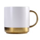 Ceramics Ceramic Coffee mugs with handle and golden bottom Wide 250ml ~500ml White