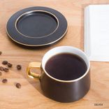 bulk buy personalised thick easy clean ceramics tumbler wide mouth cup saucer set with handle Up to 250ml Black
