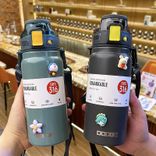 Stainless Steel (18/8Pro) 316 steel autospout straw cup sports kettle portable rope strap cup Wide 250ml ~500ml Olive