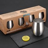 Edelstahl (18/8pro) Einmauer Edelstahl Wein Becher breit 250 ml ~ 500 ml Schwarz