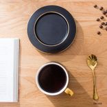 bulk buy personalised thick easy clean ceramics tumbler wide mouth cup saucer set with handle Up to 250ml Black