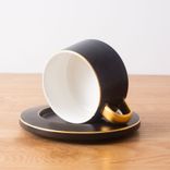bulk buy personalised thick easy clean ceramics tumbler wide mouth cup saucer set with handle Up to 250ml Black