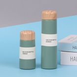 Stainless Steel (18/8Pro) Pocket straight water bottle with bamboo lids Wide 250ml ~500ml Black