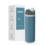 Wholesale double wall 304 stainless steel insualted water bottle with strip for sport,fitness 500ml ~ 1000ml White