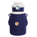 Edelstahl (18/8pro) 316 Kinder junges Mädchen/Junge mit Stroh- und Silikonabdeckung Impfstoff Isoliertes Wasserflasche breit 250 ml ~ 500 ml Weiß